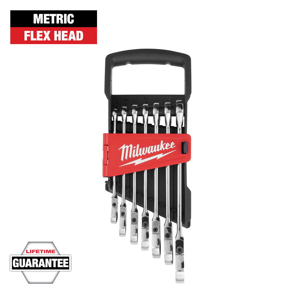Milwaukee 7pc Metric Flex Head Ratcheting Combination Wrench Set