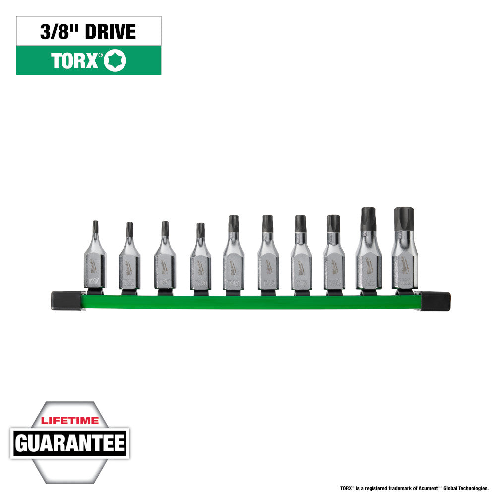 Milwaukee 10pc Tamper Proof TORX Bit Socket Set with 3/8in Drive