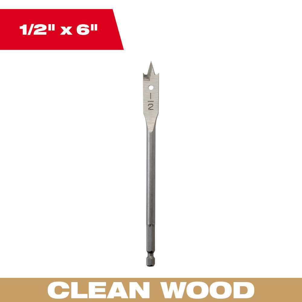 Milwaukee 48-27-0501 1/2 inch x 6 inch Flat Boring Bit
