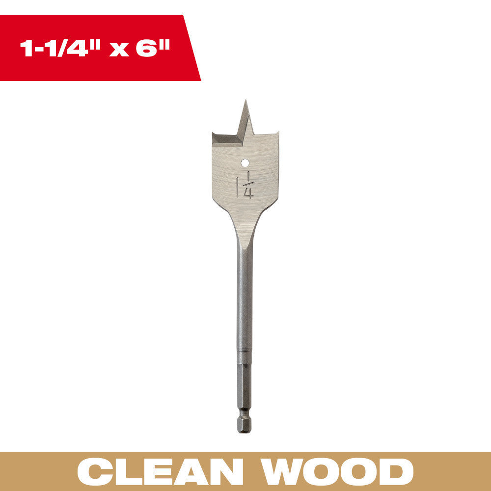 Milwaukee 48-27-1251 1-1/4 inch x 6 inch Flat Boring Bit