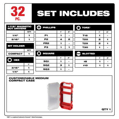 Milwaukee 48-32-4004 32pc SHOCKWAVE Impact Duty Driver Bit Set