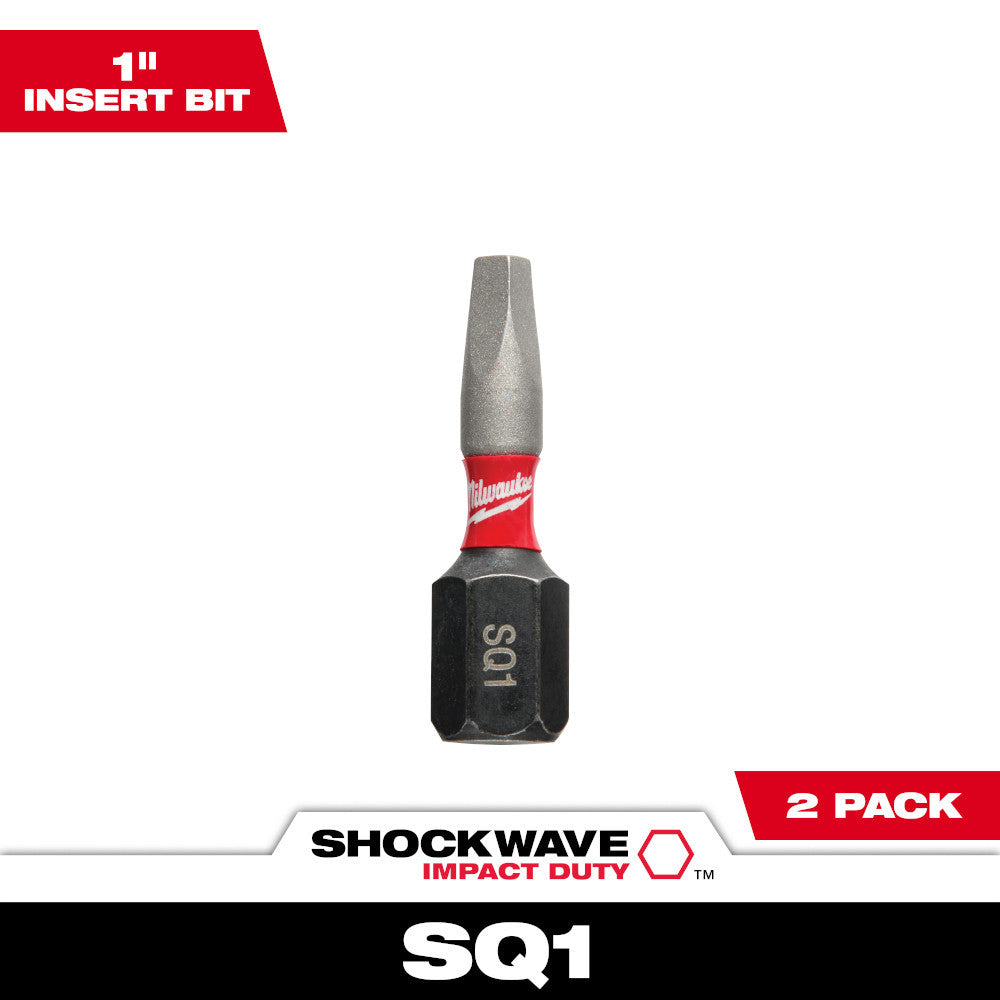 Milwaukee 48-32-4421 SHOCKWAVE Impact Duty 1 inch x #1 Square Power Bits - 2pk