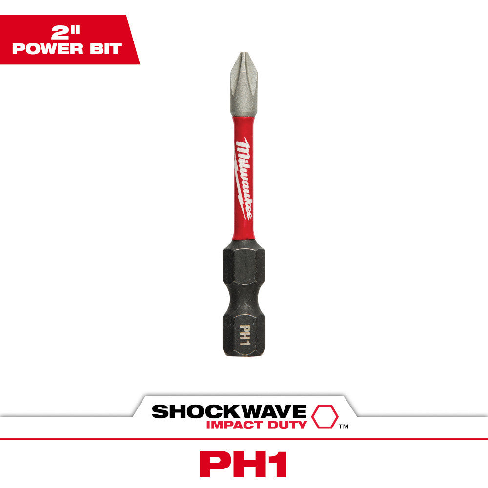 Milwaukee 48-32-4461 SHOCKWAVE Impact Duty 2 inch x #1 Phillips Power Bit