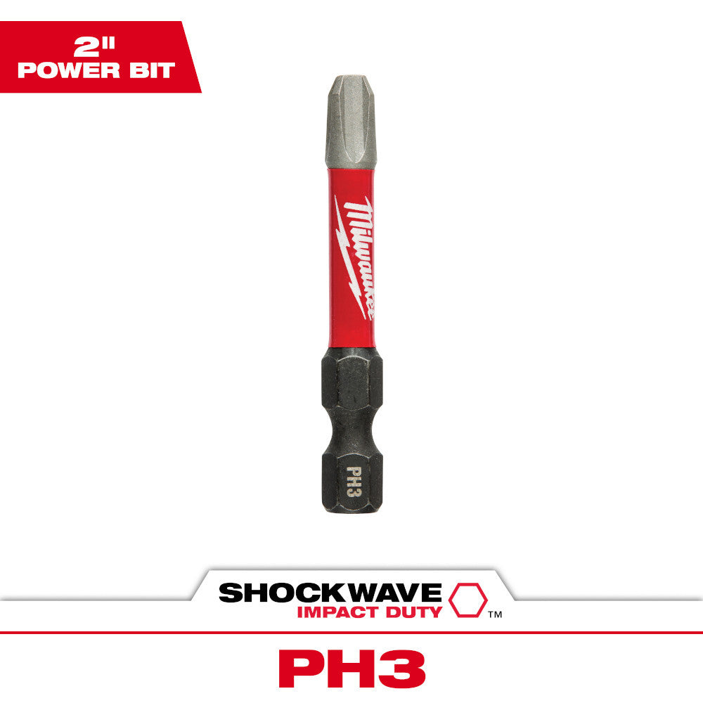Milwaukee 48-32-4463 SHOCKWAVE Impact Duty 2 inch x #3 Phillips Power Bit