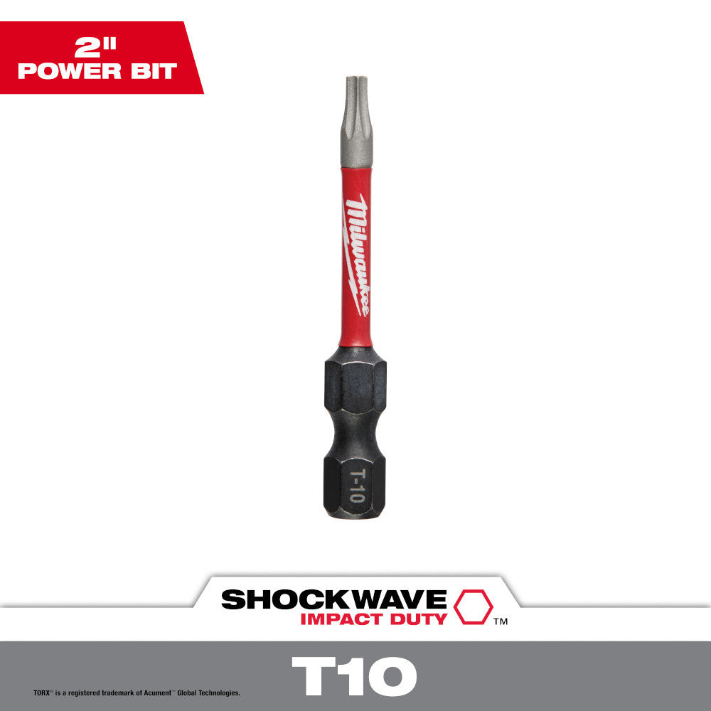Milwaukee 48-32-4482 SHOCKWAVE Impact Duty 2 inch x T10 TORX Power Bit