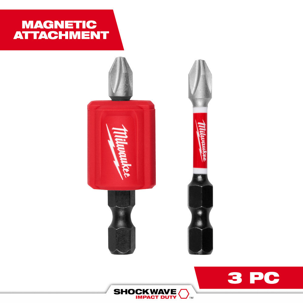 Milwaukee 48-32-4550 3pc SHOCKWAVE Impact Duty Magnetic Attachment and PH2 Bit Set