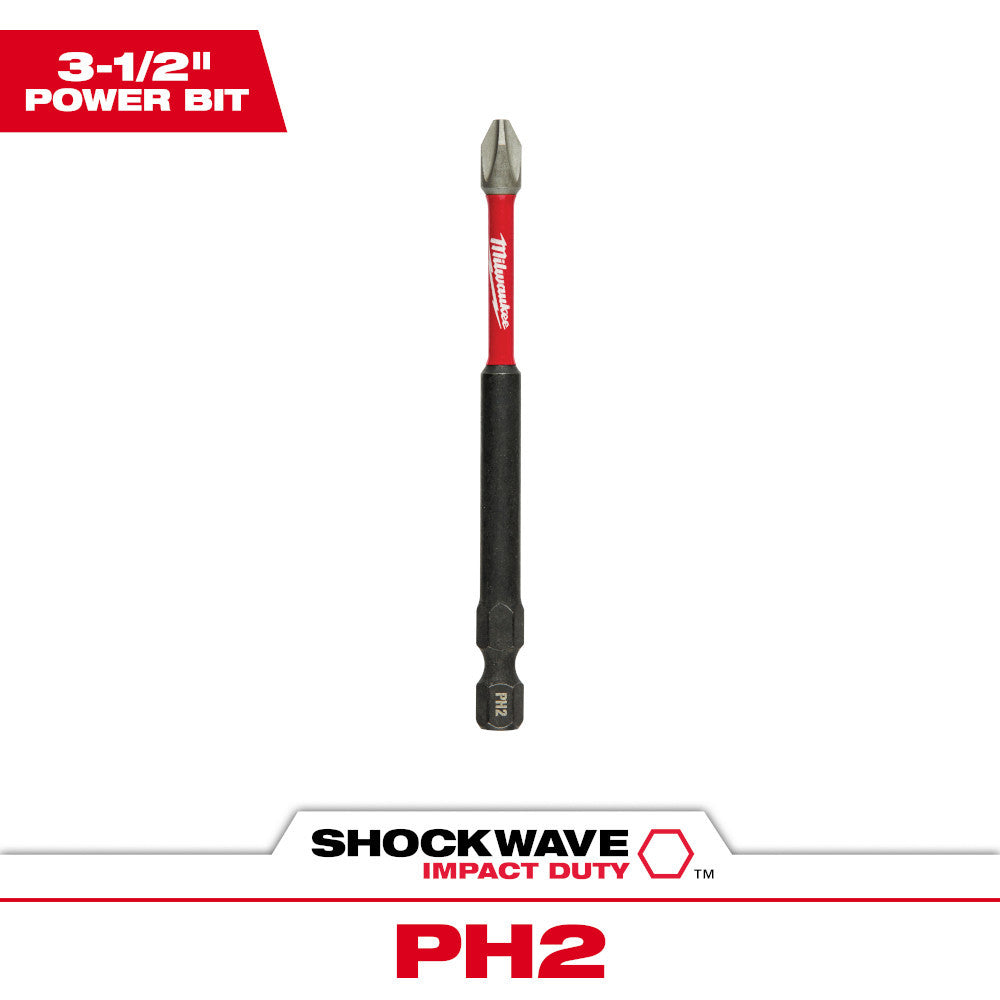 Milwaukee 48-32-4562 SHOCKWAVE Impact Duty 3-1/2 inch x #2 Phillips Power Bit