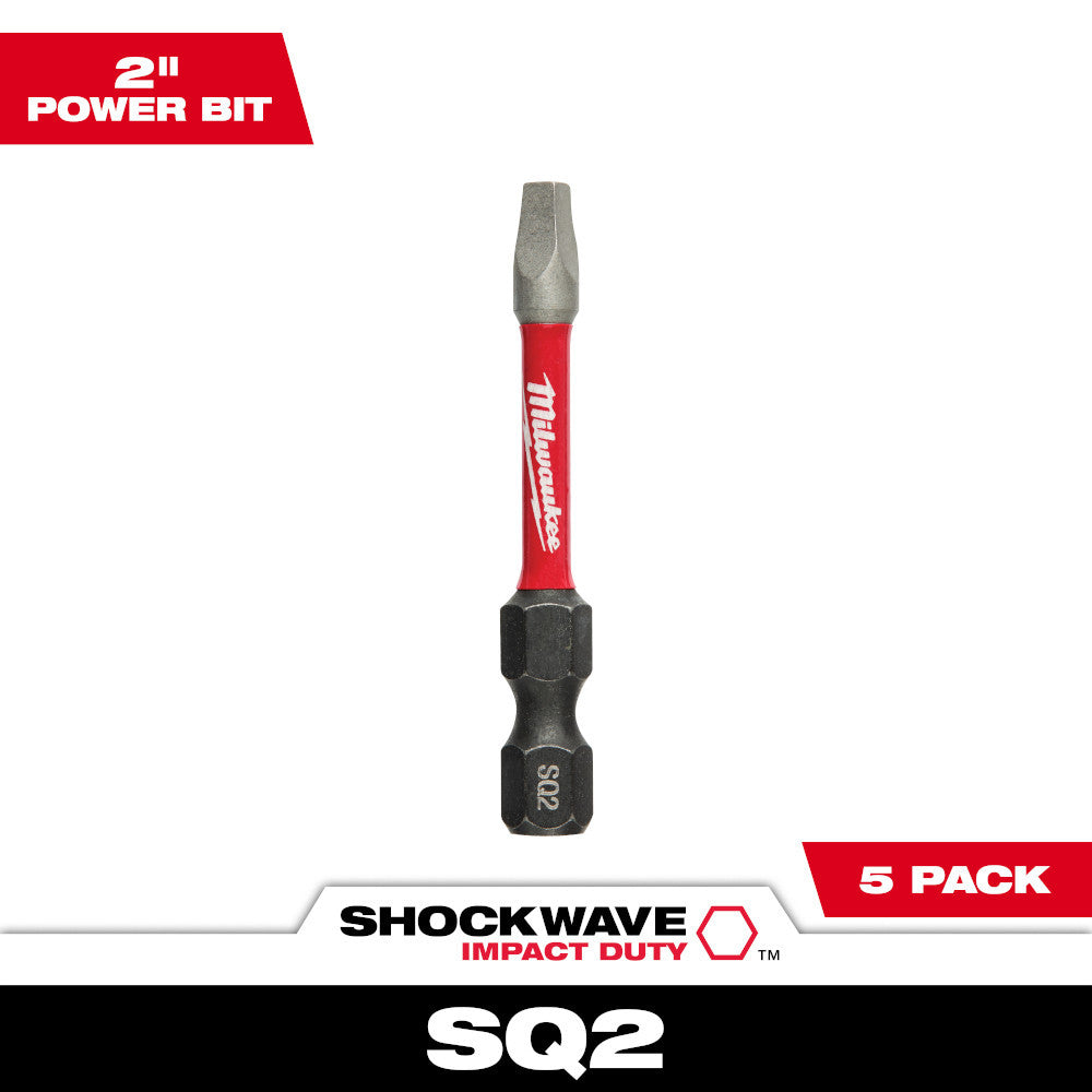 Milwaukee 48-32-4606 SHOCKWAVE Impact Duty 2 inch x #2 Square Power Bits - 5pk