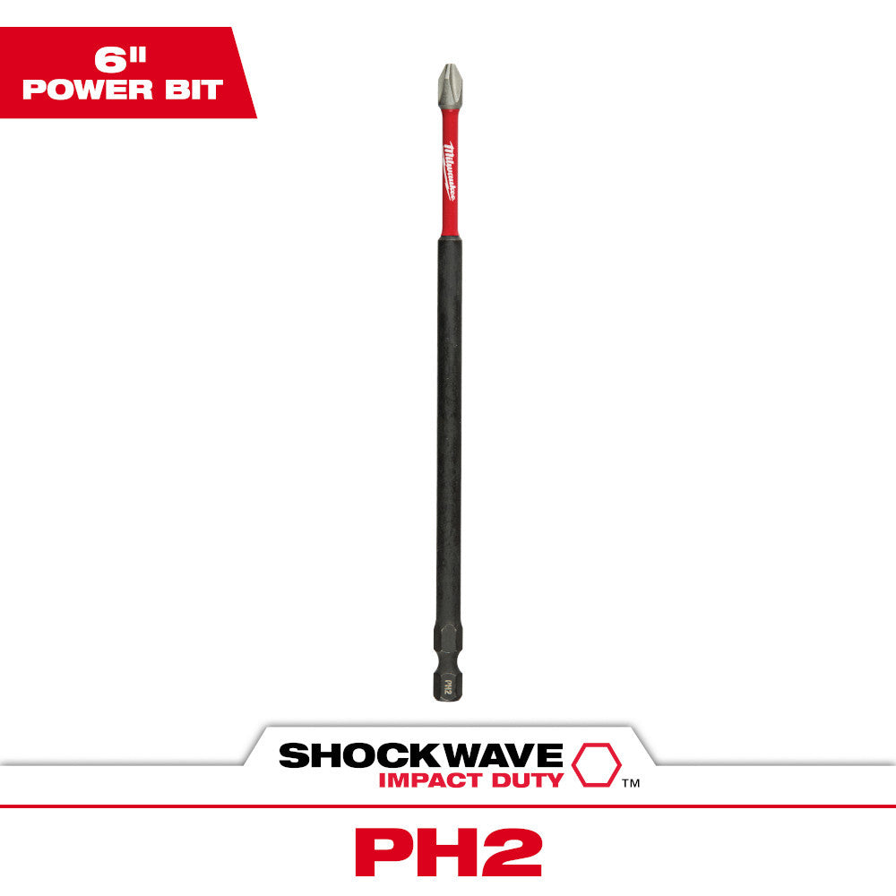 Milwaukee 48-32-4802 SHOCKWAVE Impact Duty 6 inch x #2 Phillips Power Bit