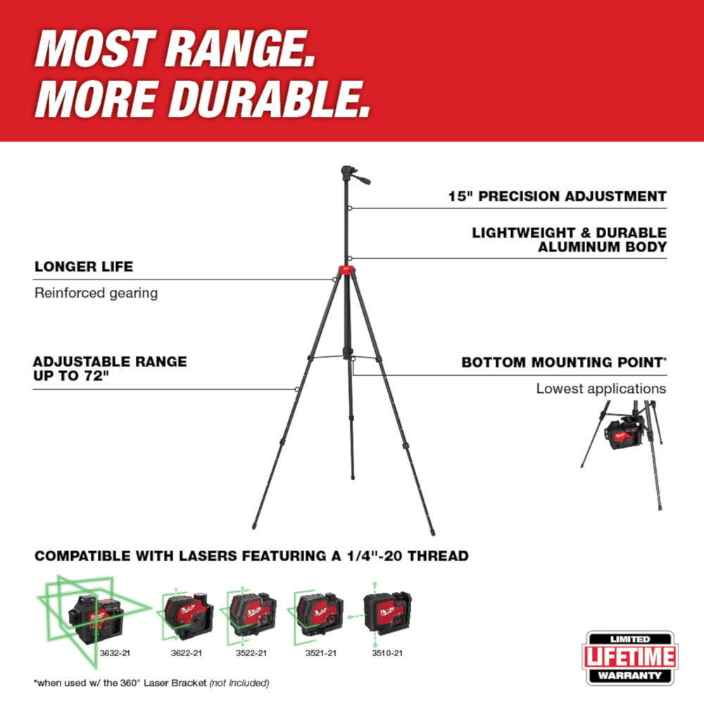 Milwaukee 48-35-1411 72 inch Adjustable Laser Level Tripod