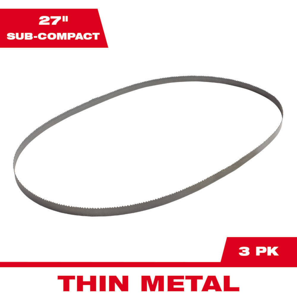 Milwaukee 48-39-0572 27 Inch 18 TPI Sub Compact Band Saw Blades - 3pk