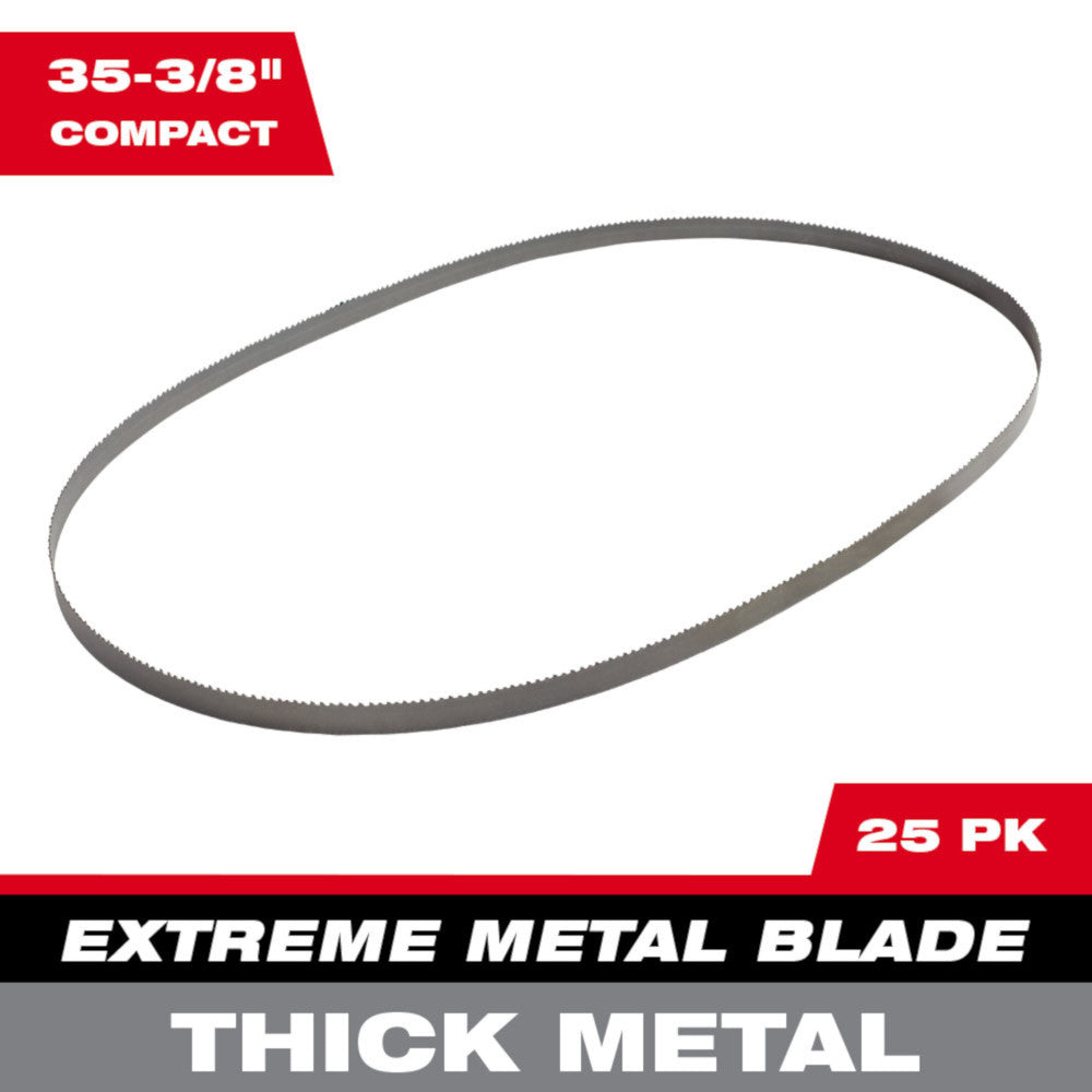 Milwaukee 35-3/8in 8/10 TPI Extreme Thick Metal Compact Band Saw Blades - 25pk