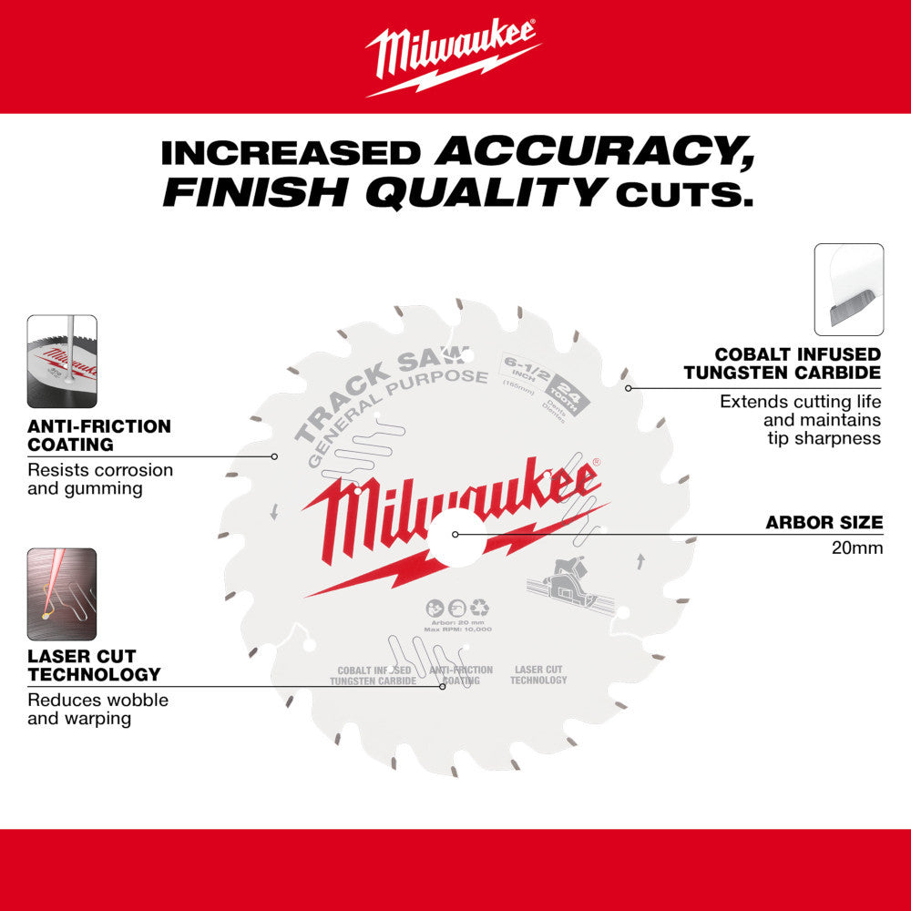 Milwaukee 48-40-0624 6-1/2 inch 24T General-Purpose Track Saw Blade