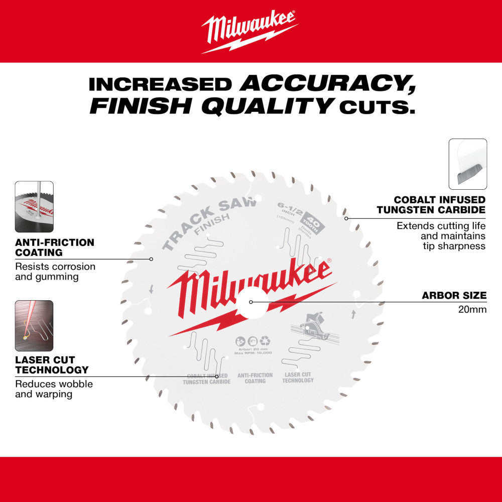 Milwaukee 48-40-0625 6-1/2 inch 40T Finish Track Saw Blade