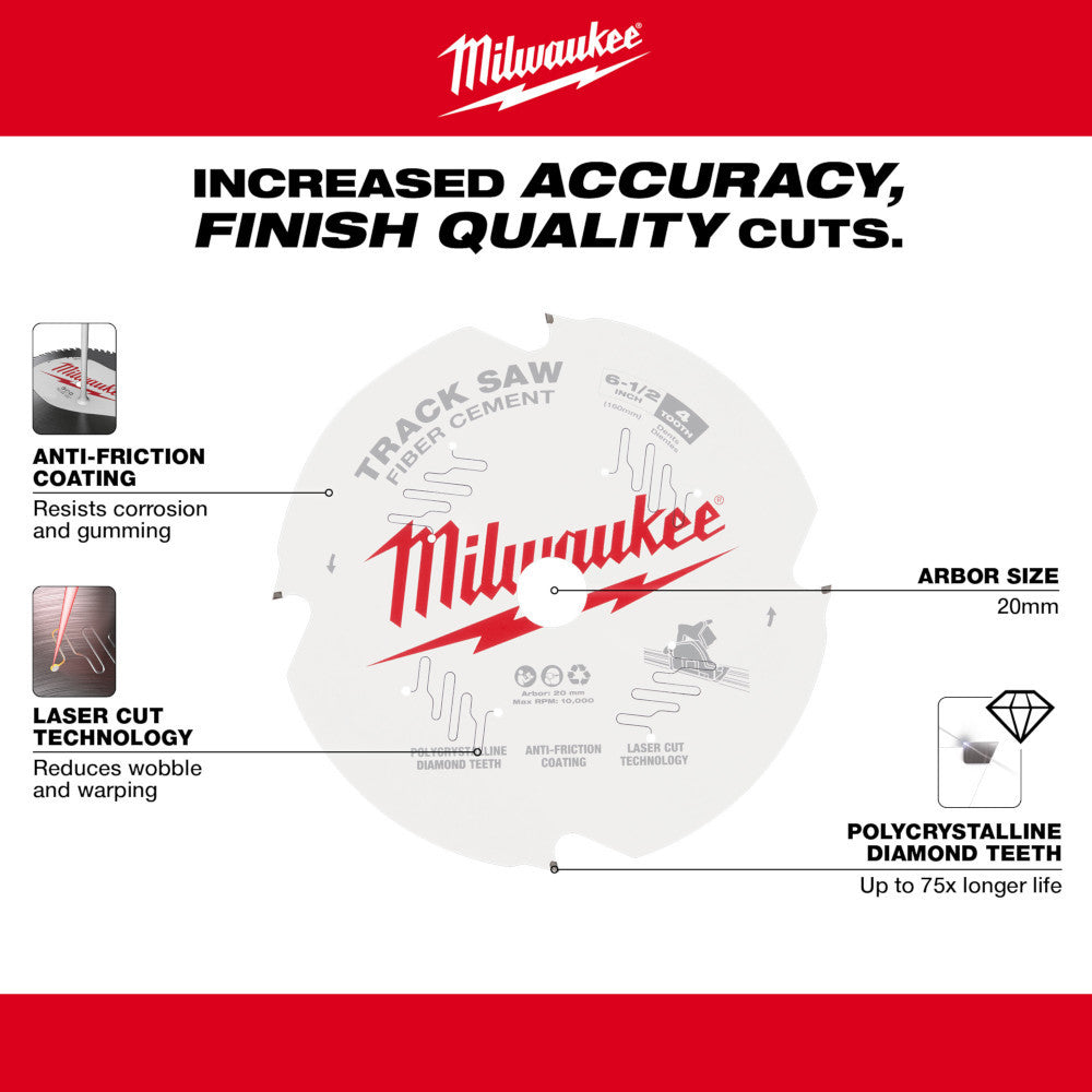 Milwaukee 48-40-0670 6-1/2 inch 4T Fiber Cement Track Saw Blade