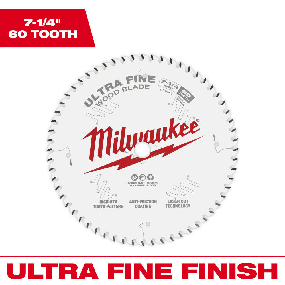 Milwaukee 48-40-0730 7-1/4 inch 60T Ultra Fine Finish Circular Saw Blade