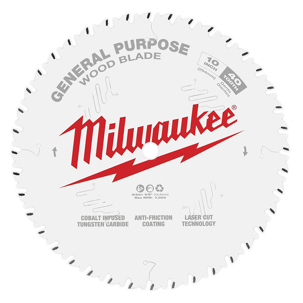Milwaukee 48-40-1024 10-inch x 40T General Purpose Wood Cutting Circular Saw Blade