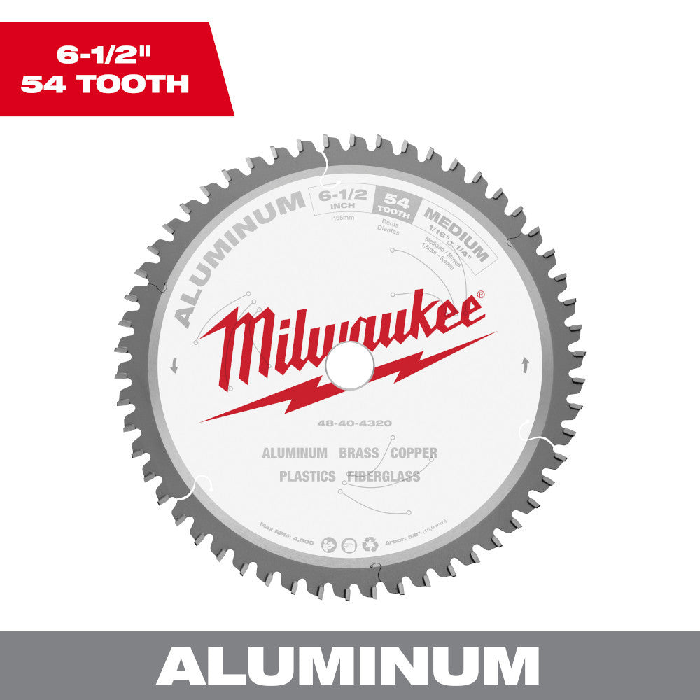 Milwaukee 48-40-4320 6-1/2-inch x 54T Non-Ferrous Metal  and Aluminum Cutting Circular Saw Blade