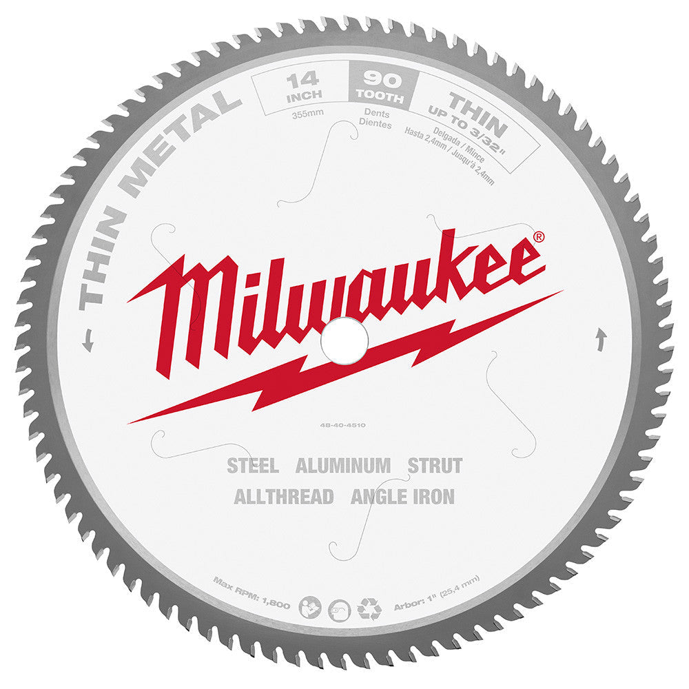 Milwaukee 48-40-4510 14-inch x 90T Thin Metal Cutting Circular Saw Blade