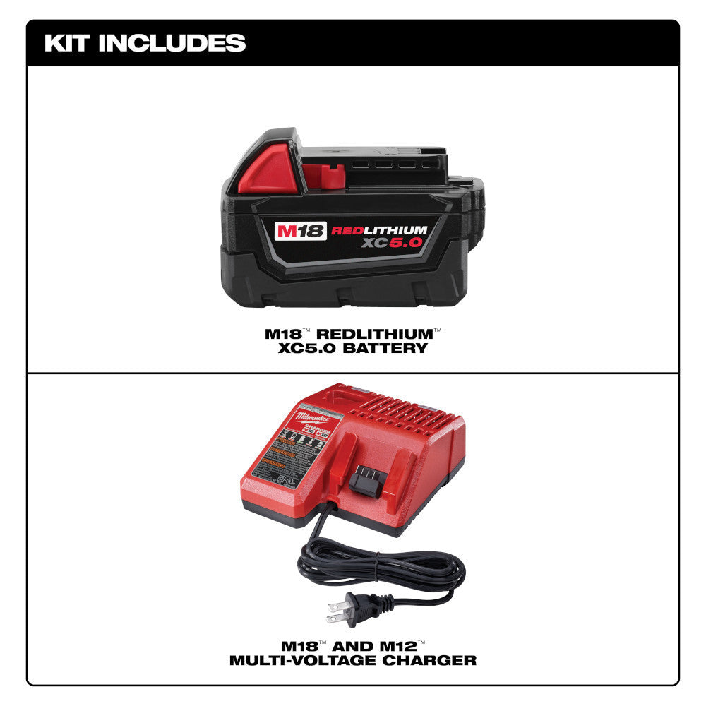 Milwaukee 48-59-1850 M18 REDLITHIUM XC System Starter Kit with 5.0 Ah Battery and Charger