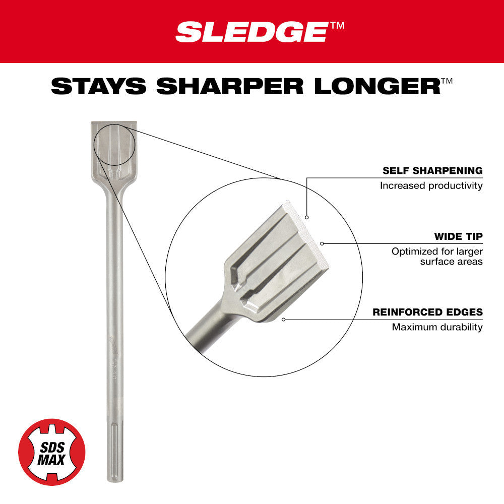 Milwaukee 48-62-4087 3 inch x 12 inch SDS MAX SLEDGE Scaling Chisel