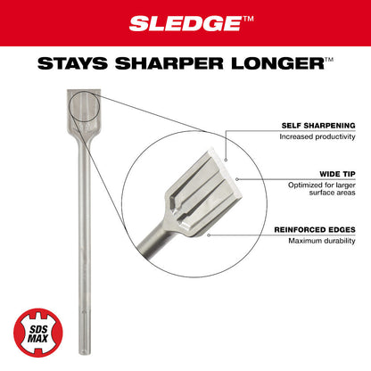 Milwaukee 48-62-4087 3 inch x 12 inch SDS MAX SLEDGE Scaling Chisel
