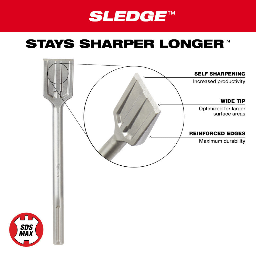 Milwaukee 48-62-4089 2 inch x 12 inch SDS MAX SLEDGE Scraping Chisel