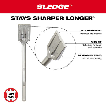 Milwaukee 48-62-4089 2 inch x 12 inch SDS MAX SLEDGE Scraping Chisel
