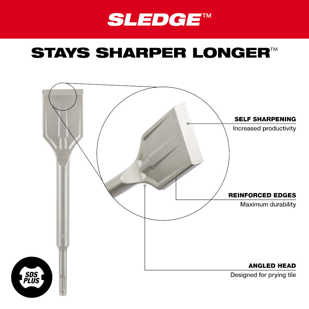 Milwaukee 1-7/8in x 9-1/2in SDS PLUS SLEDGE Tile Chisel