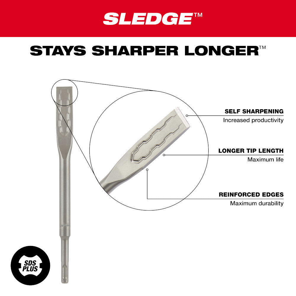 Milwaukee 48-62-6052 1 inch x 16 inch SDS PLUS SLEDGE Flat Chisel