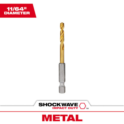 Milwaukee 48-89-4608 SHOCKWAVE 11/64 Inch Titanium Drill Bit with RED HELIX