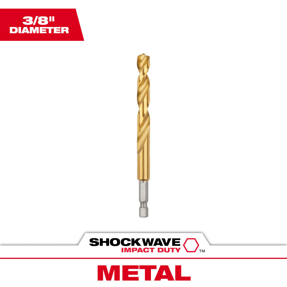 Milwaukee 48-89-4621 SHOCKWAVE 3/8 Inch Titanium Drill Bit with RED HELIX