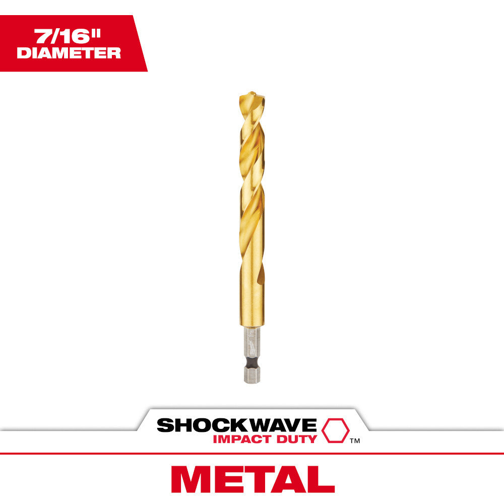 Milwaukee 48-89-4625 SHOCKWAVE 7/16 inch Titanium Drill Bit with RED HELIX