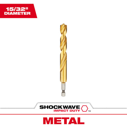 Milwaukee 48-89-4627 SHOCKWAVE 15/32 Inch Titanium Drill Bits with RED HELIX
