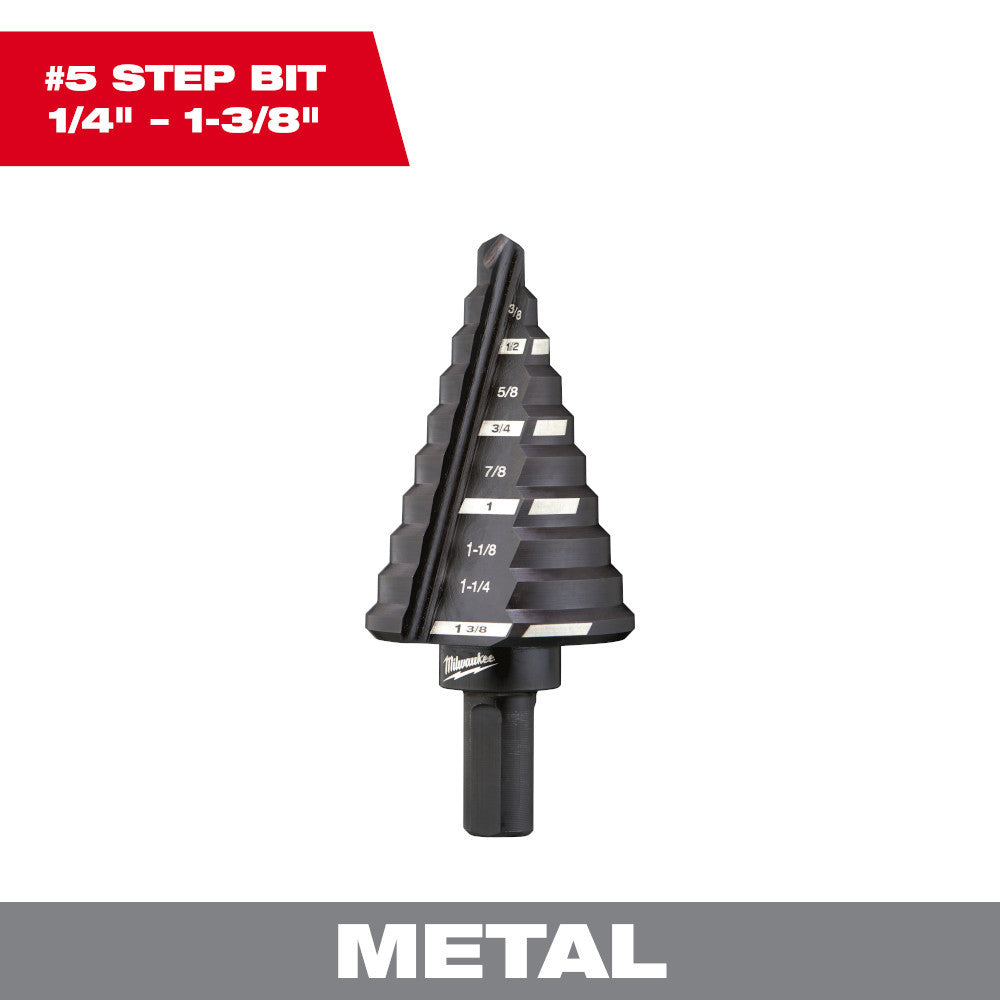 Milwaukee 48-89-9205 #5 Step Drill Bit (1/4 Inch - 1-3/8 Inch) - 10 Steps