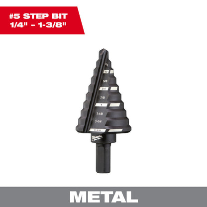 Milwaukee 48-89-9205 #5 Step Drill Bit (1/4 Inch - 1-3/8 Inch) - 10 Steps