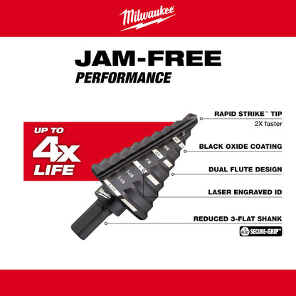 Milwaukee 48-89-9205 #5 Step Drill Bit (1/4 Inch - 1-3/8 Inch) - 10 Steps