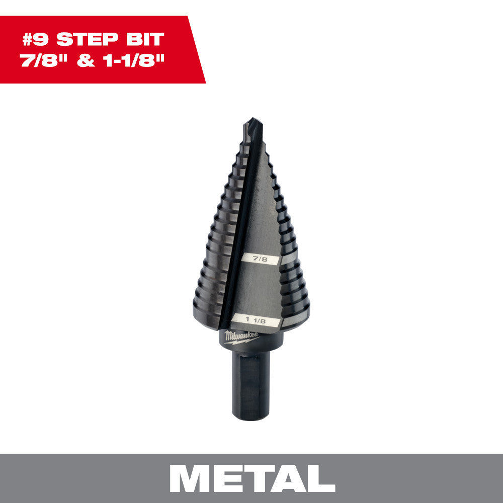 Milwaukee 48-89-9209 #9 Step Drill Bit 7/8 inch  and1-1/8 inch - 2 Steps