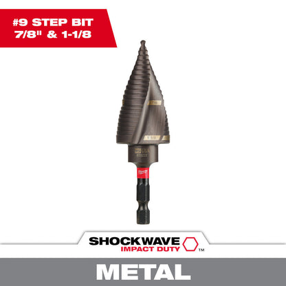 Milwaukee 48-89-9249 SHOCKWAVE Impact Duty #9 7/8 inch - 1-1/8 Inch Step Drill Bit