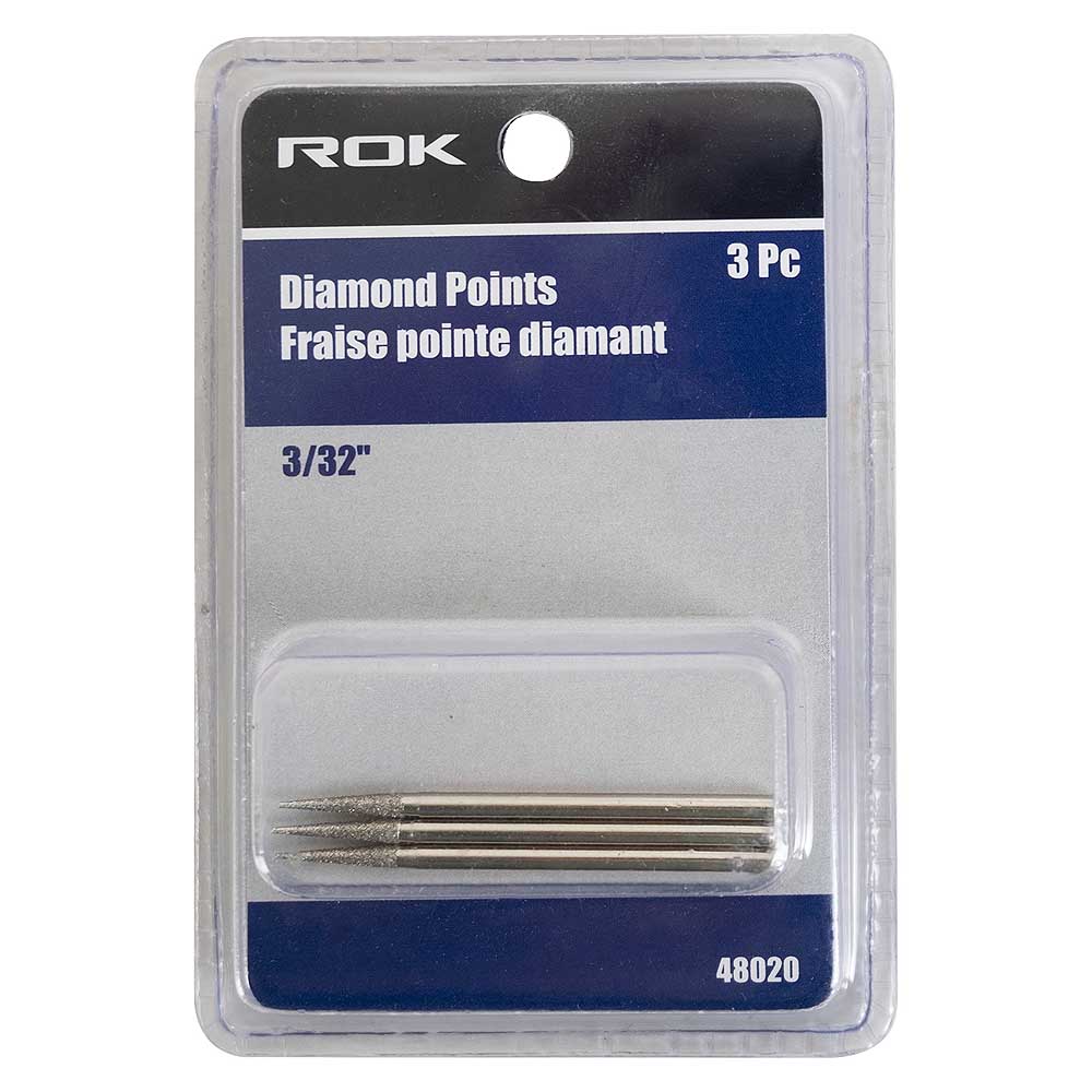 ROK 3/32in Diamond Point Rotary Bit - 3pk