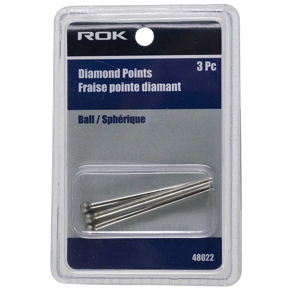 ROK Ball Diamond Point Rotary Bit - 3pk
