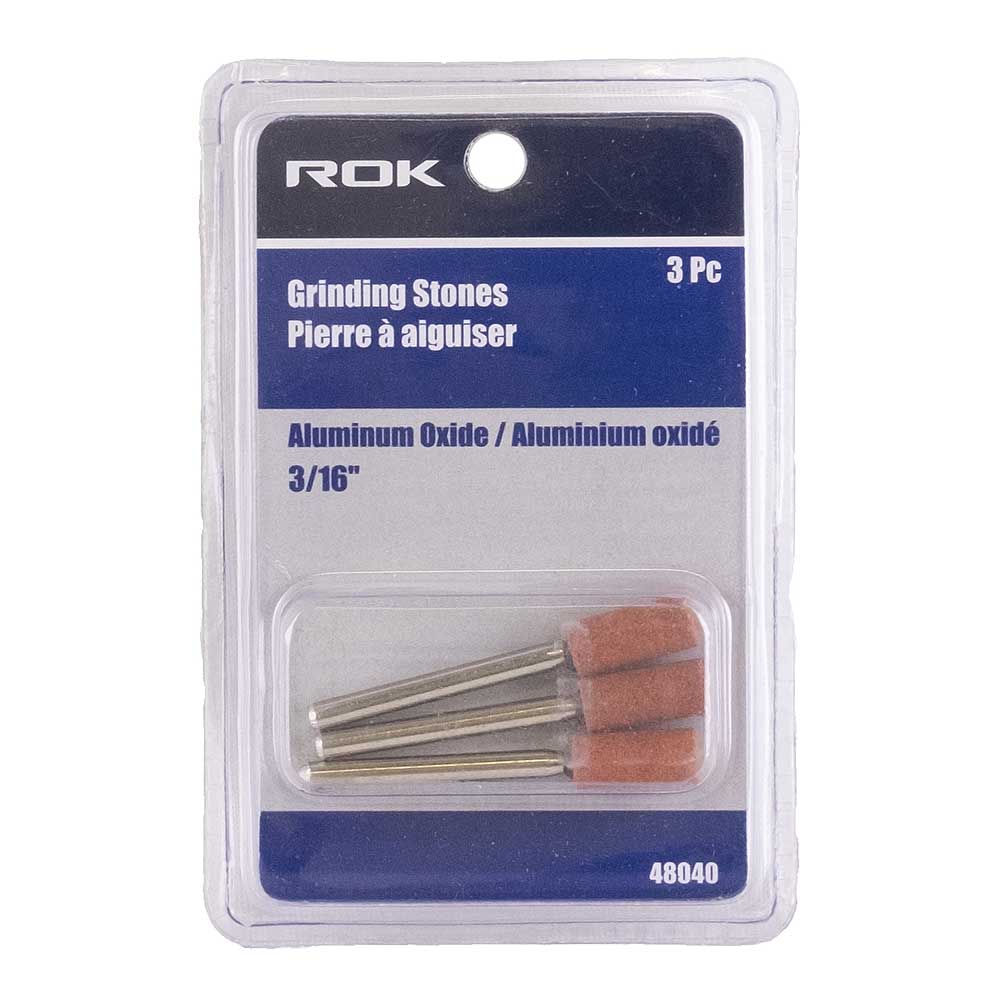 ROK 3/16in Straight Grind Stone Rotary Bit - 3pk