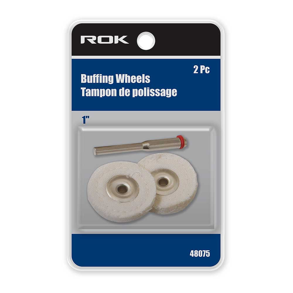 ROK 2pc Cloth Buffing Wheel with 1 Inch Shank Mandel Set