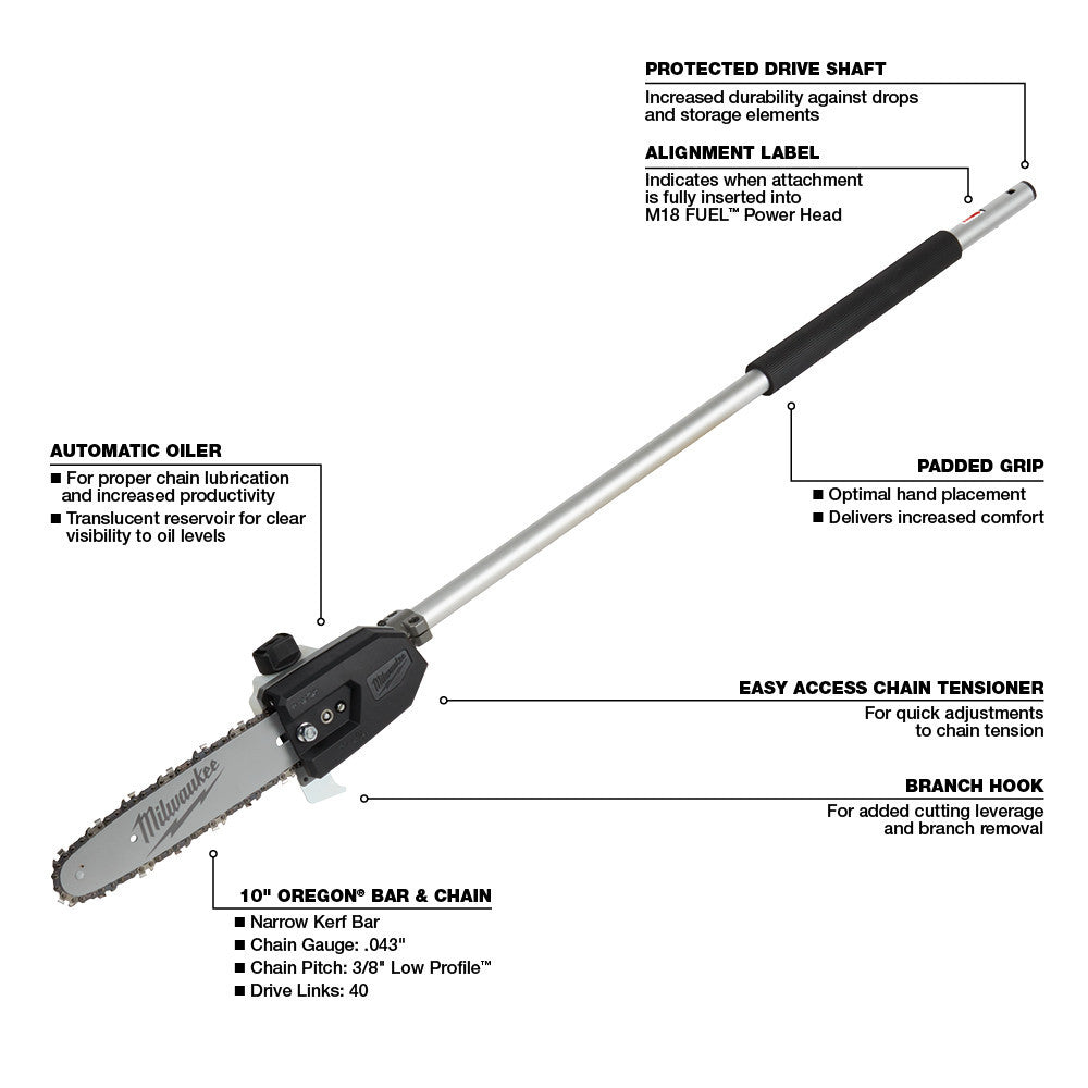 Milwaukee M18 FUEL QUIK-LOK 10 inch Pole Saw Attachment