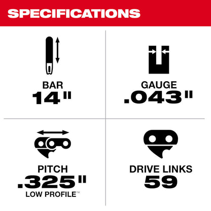 Milwaukee 49-16-2745 14 inch Guide Bar for M18 FUEL Top Handle Chainsaw