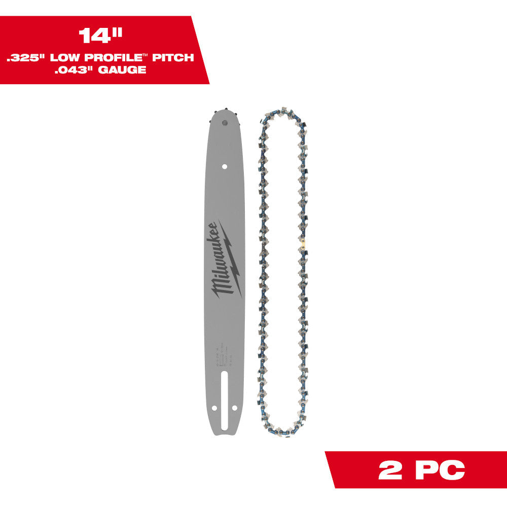 Milwaukee 14in Top Handle Chainsaw Chain and Bar Combo Set