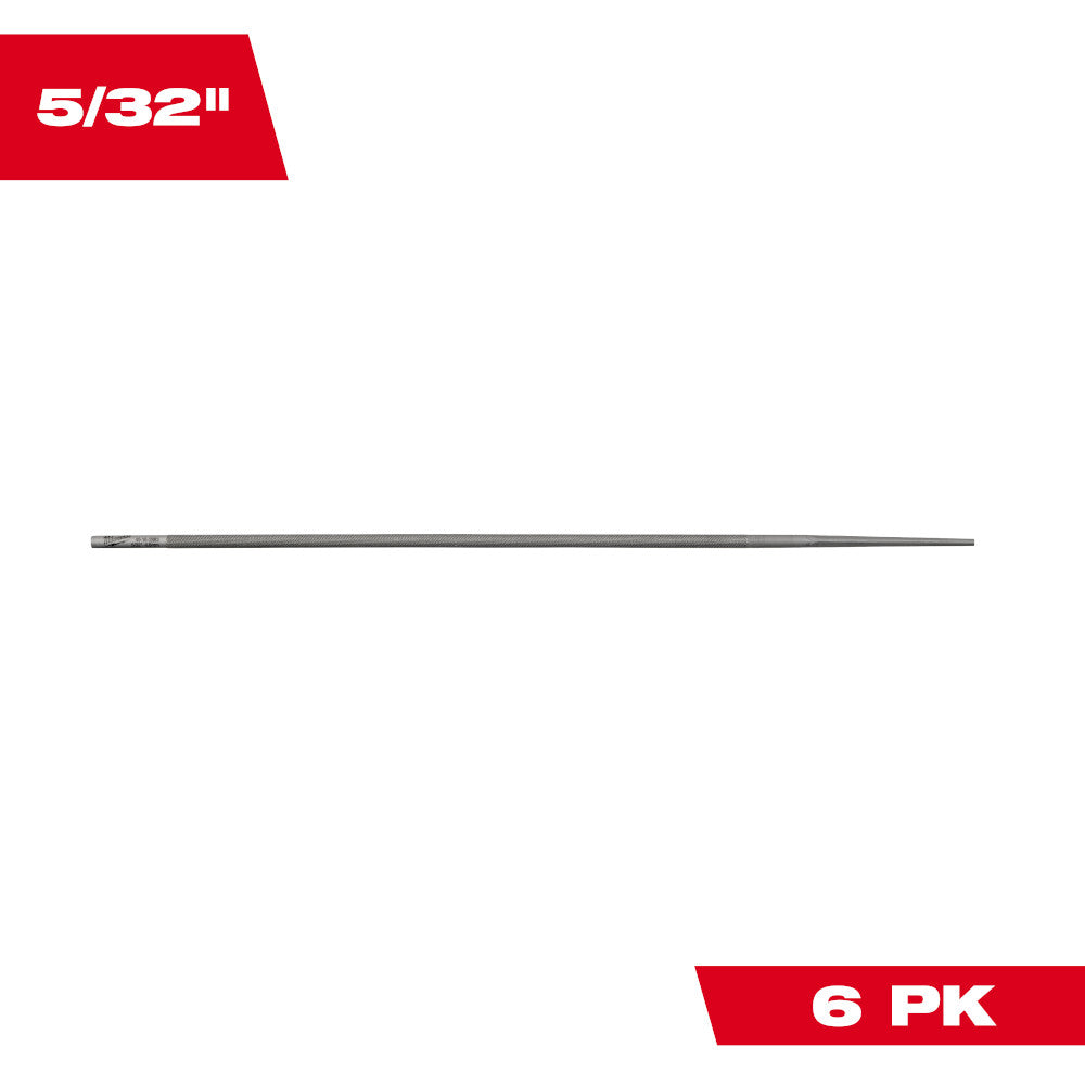 Milwaukee 5/32in Round File for Saw Chain - 6pk