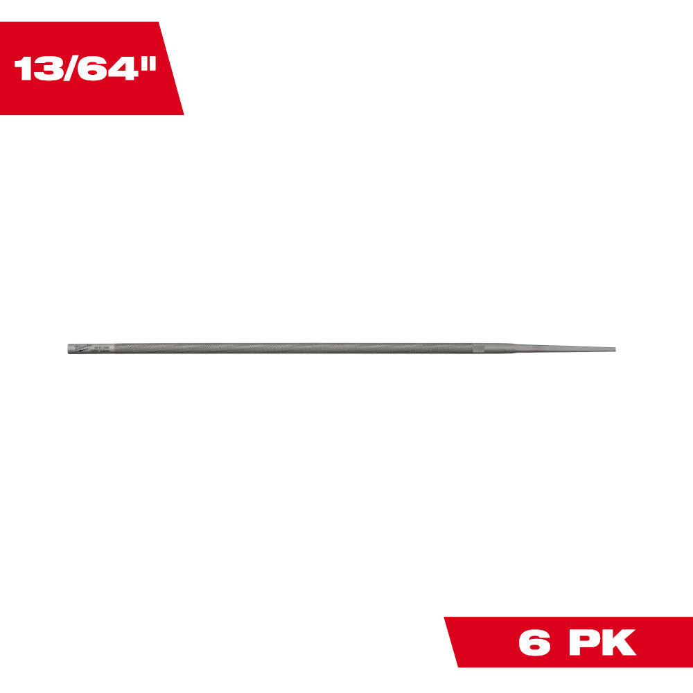 Milwaukee 13/64in Round File for Saw Chain - 6pk