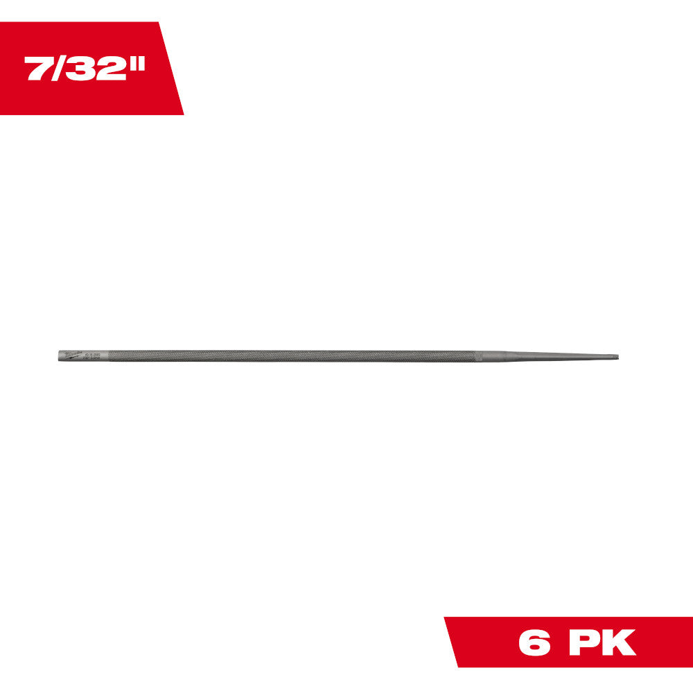 Milwaukee 7/32in Round File for Saw Chain - 6pk