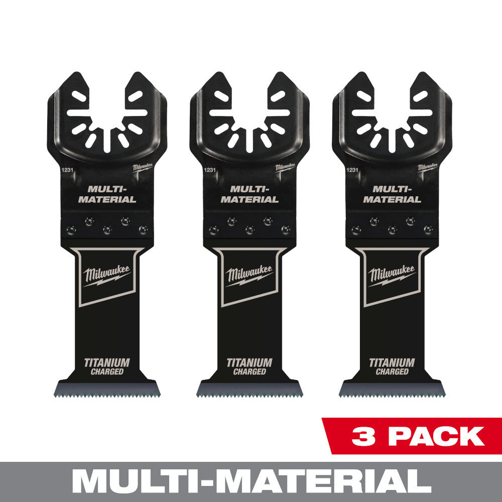 Milwaukee 49-25-1233 OPEN-LOK 1-3/8-inch Universal Fit Titanium Enhanced Bi-Metal Multi-Material Cutting Multi-Tool Oscillating Blades - 3pk